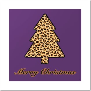 Merry Christmas Tree Leopard Print (Small Design) Posters and Art